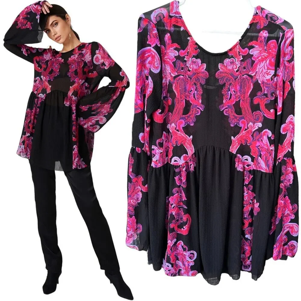 NWT Free People Printed Symphony Smock Dress Size XS